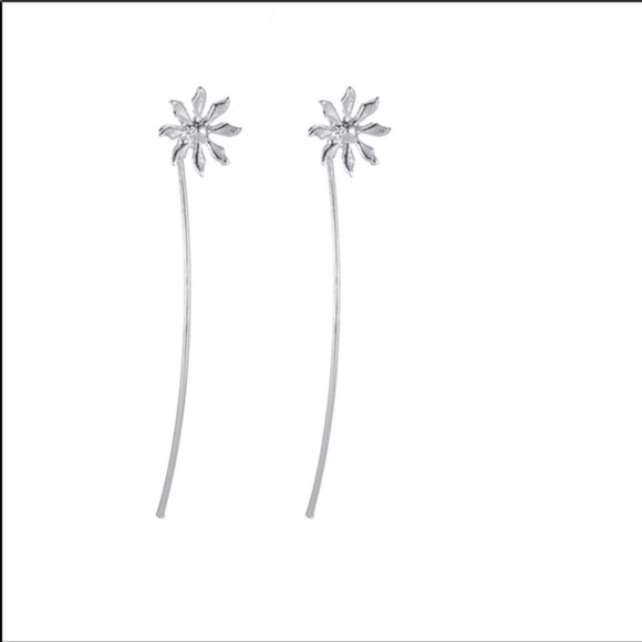 NEW Long Stem Floral Earrings Jewelry Dainty - Picture 2 of 3
